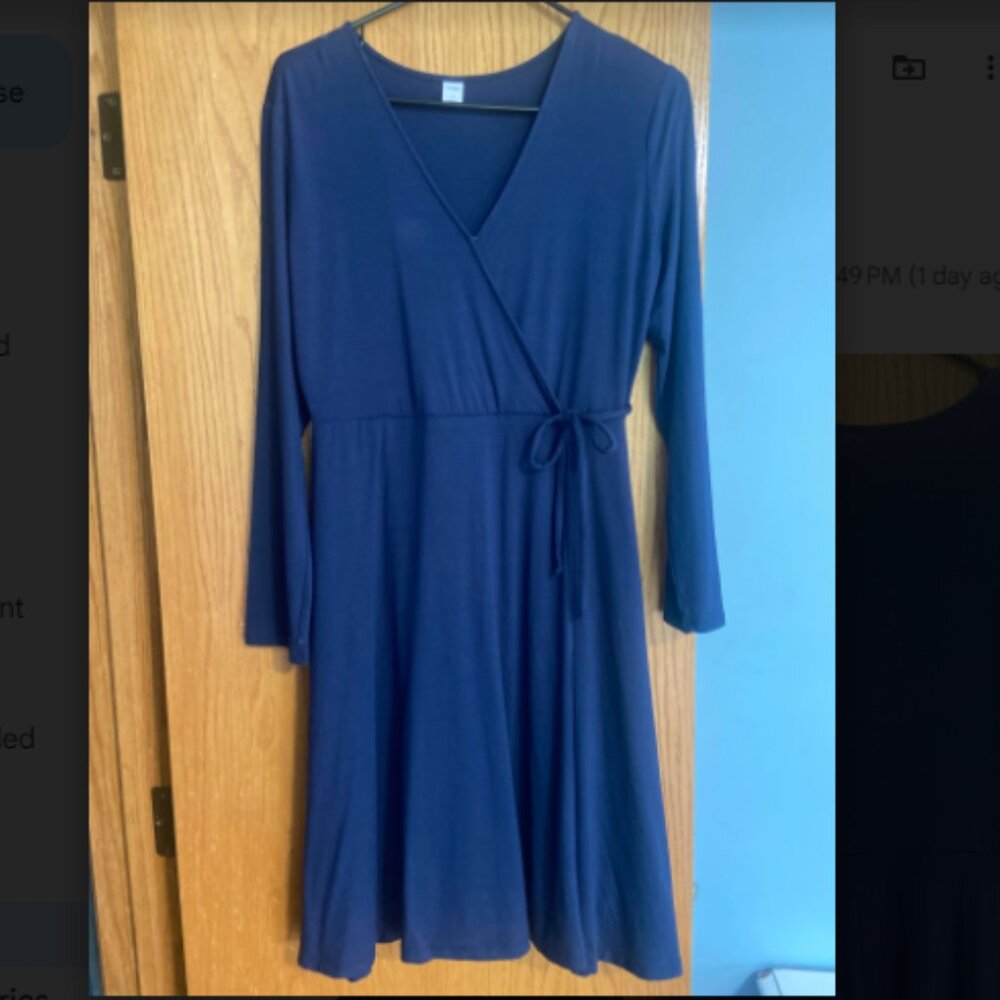 Old Navy Long Sleeve Navy Wrap Around Casual Dress, size small